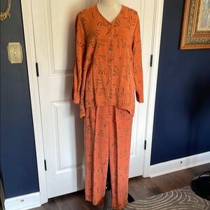 Click Color Me Cotton Matching Two Piece Set in Orange Size Medium